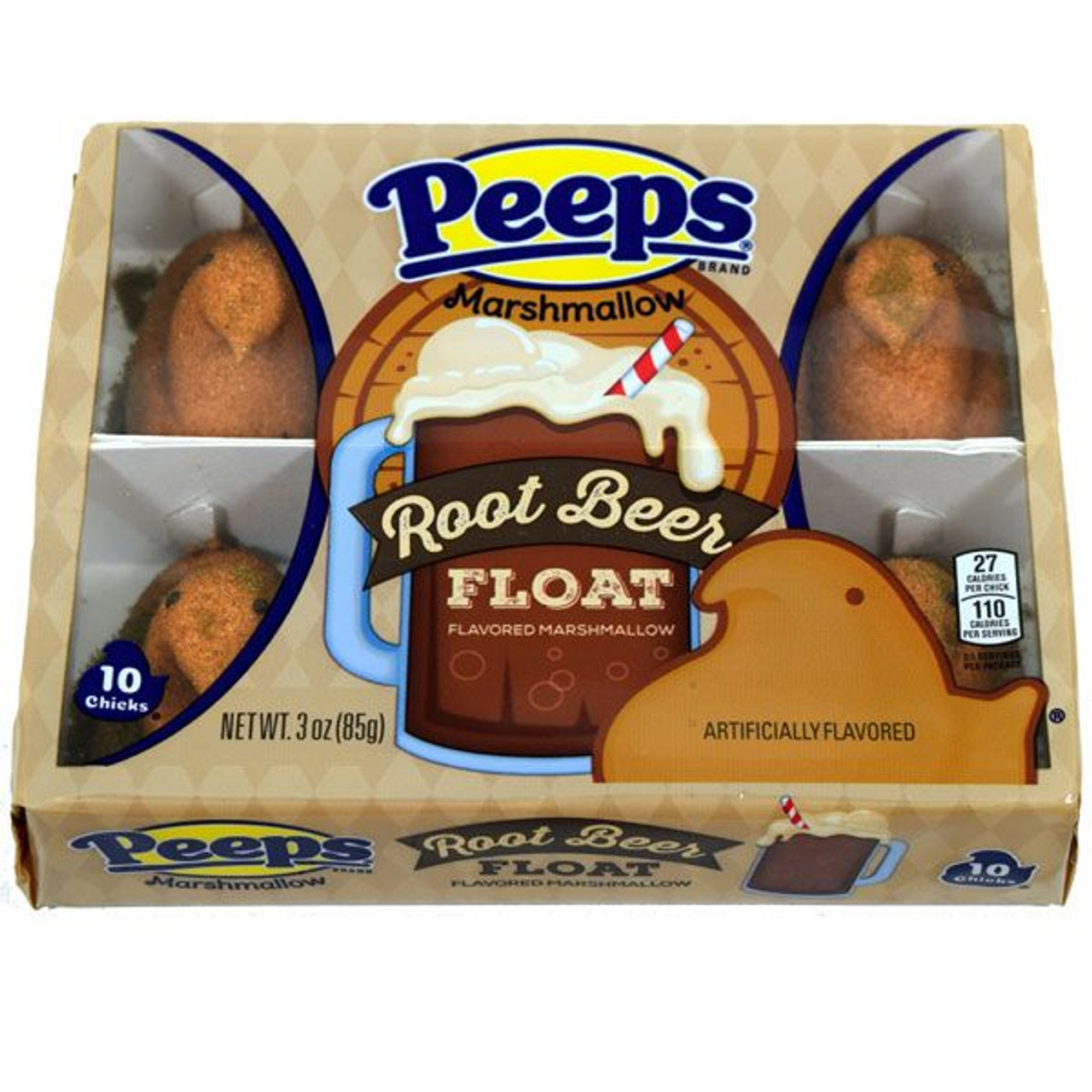 Peeps Marshmallow Chicks Root Beer Float 10 Count 3oz85 Gram 3d Candy Co